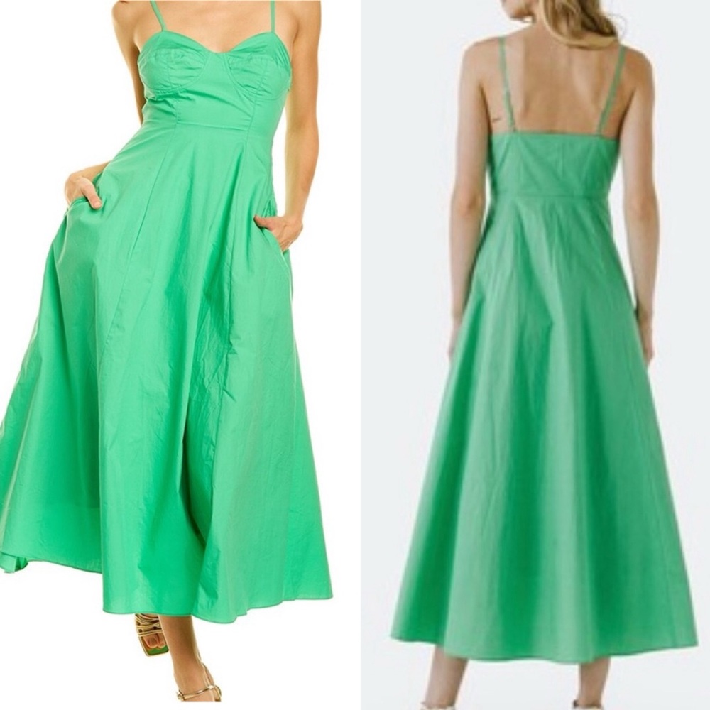 Anthropologie Vibrant Green Midi Dress